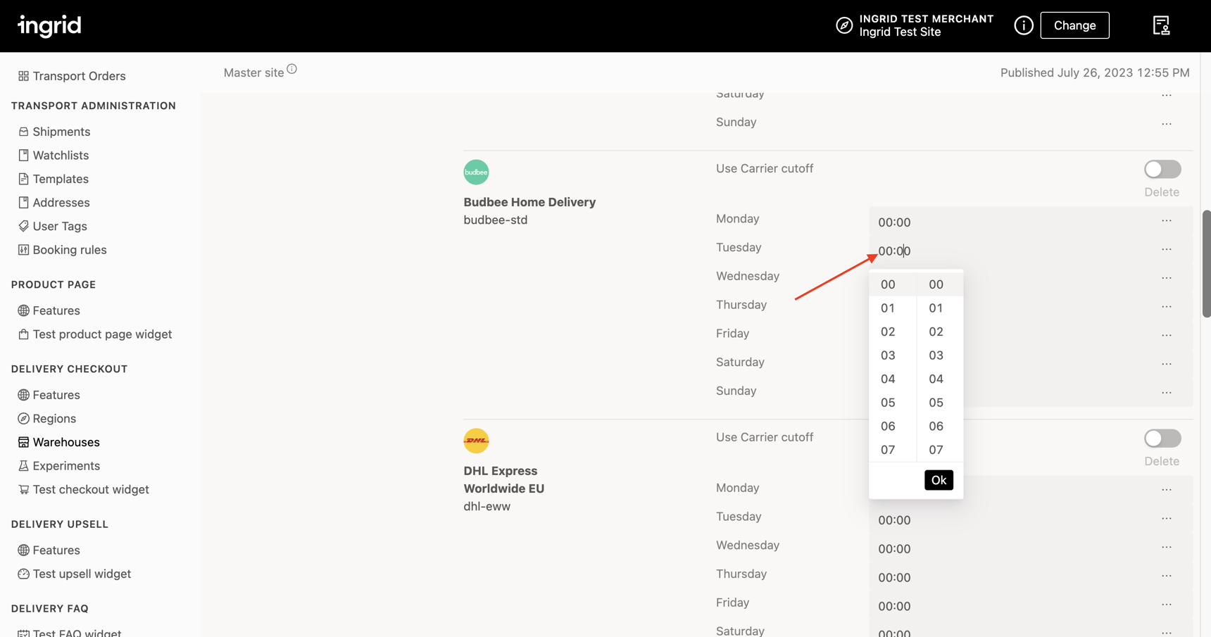 Setting Up CutOff Time in Ingrid Merchant Platform